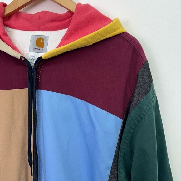 Carhartt Unisex Multicolored Patchwork Hooded Full Zip Jacket - Picture 13 of 16